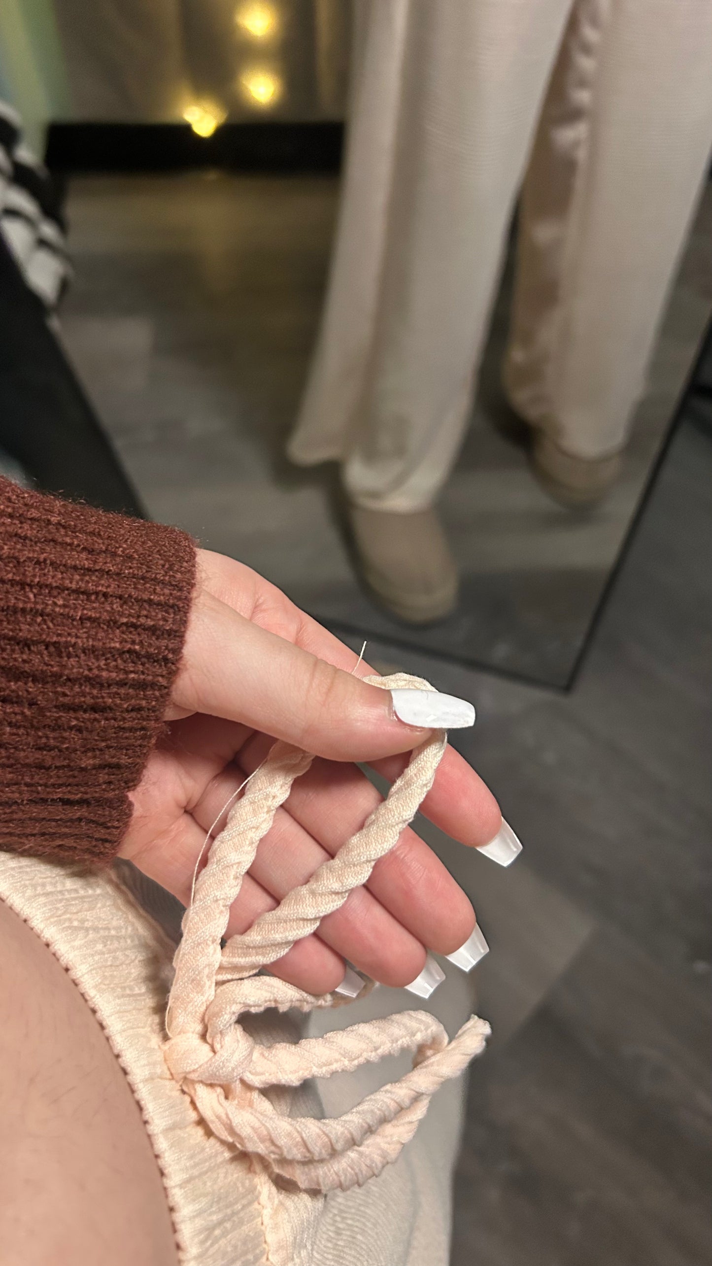 Cream Ribbed Knit Lounge Pants – High-Waist Wide Leg Cozy Pants | Neutral Fall Loungewear