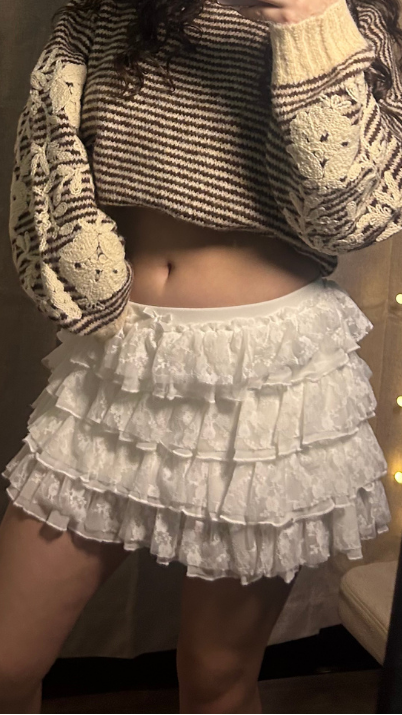 White Ruffle Lace Mini Skirt – Layered Tiered Coquette Balletcore Skirt | Cottagecore Outfit